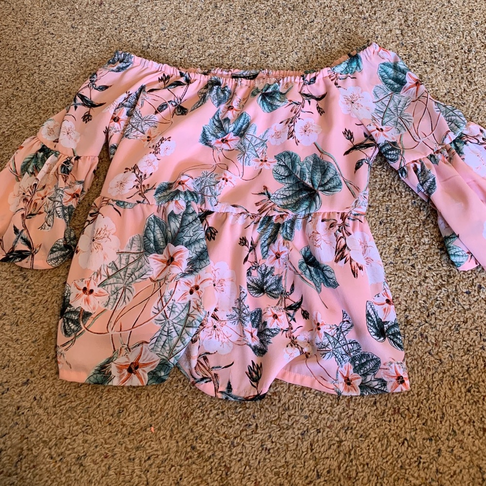 Pink blouse with floral pattern